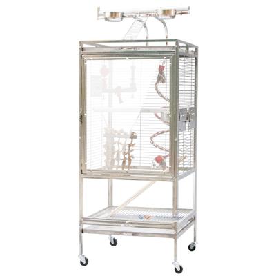 China WYCY Parrot Cage Play Set Large Bird Cage Villa Breathable Luxury Perspex Stainless Steel Glass Top With Tray And Wheels for sale