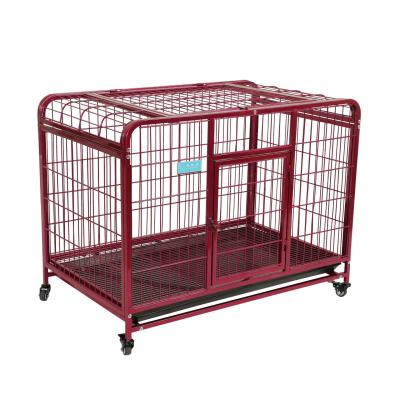 China WYCY Viable Wholesale Indoor Universal Wheel Dog Crate With Skylight Iron Square Tube Metal Dog Crates for sale