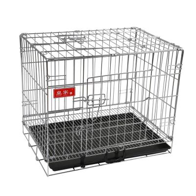 China WYCY Mental Viable Double Door Folding Dog Kennel Crate Wire Chromeplate Durable Dog Crates With Tray for sale