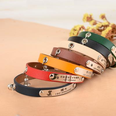 China New creative pet DETACHED Cat Leather Collar Adjustable Cat Ring Cat Bell Neck Collar for sale