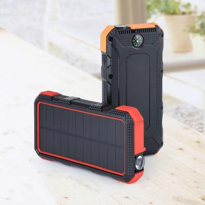 China Wireless Charging OEM High Quality 20000mah sun charger Waterproof Wireless or built-in Compass Solar Power Bank for Mobile Phone for sale