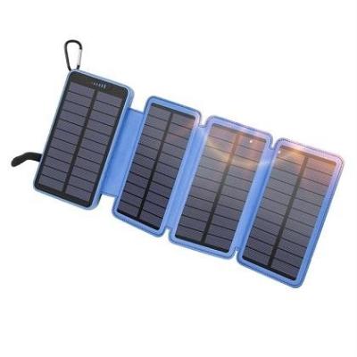 China Wireless Charging Wholesale Portable sun charger mobile For Camping Hiking Traveling Qi Wireless Foldable Solar Power Bank 10000mAh for sale