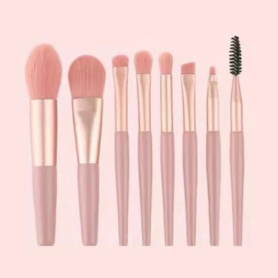 China Angular Blush Beauty Tools Eyeshadow Brush With Wooden Handle 8 Mini Macarons Makeup Brush Set for sale