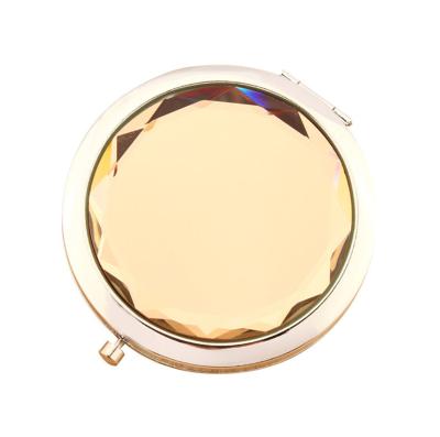 China Wholesale Convenient Crystal Gemstone Pocket Compact Mirror Makeup Travel Mirror For Girls for sale