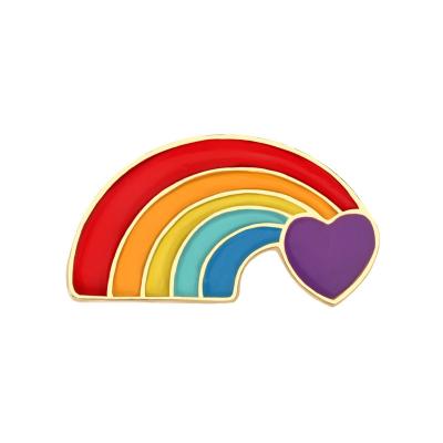 China Europe High Quantity Art Rainbow Flag Love Heart Brooches Custom Enamel Pins Bag Lapel Pin Rainbow Clouds Shirt Badges for sale