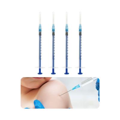 China Medical Disposable Luer Lock AD Hospital Medical Syringes 1ML Vaccine Injection Plastic Auto-disable Syringes With Needle CE Approved for sale