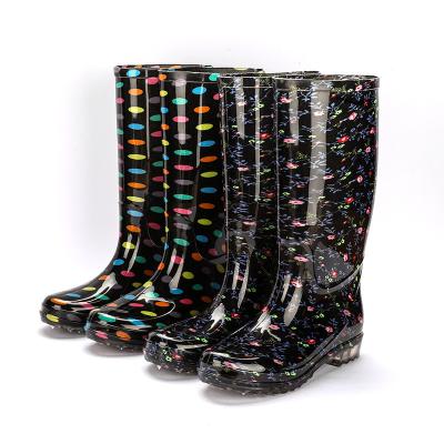 China Waterproof Ladies High-tube Rain Boots PVC Long-tube Non-slip Wear-resistant Adult Rain Boots for sale