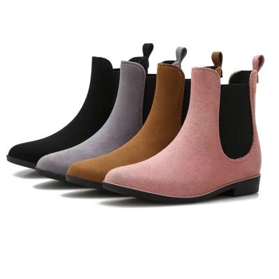 China New style ladies fashion custom made suede waterproof logo PVC rain boots non-slip wear-resistant rain boots for sale