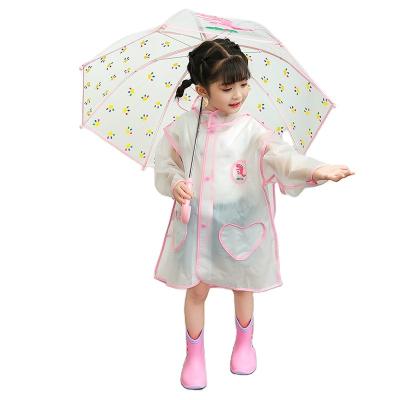 China Latest Hot Selling Lightweight Yellow Pink Semi-automatic Long Handle Cartoon Kids Umbrellas for sale