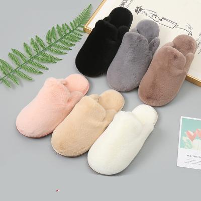 China Winter Plush Cotton Breathable Slippers Wholesale Factory Rabbit Fur Slippers Indoor Warm Ladies for sale