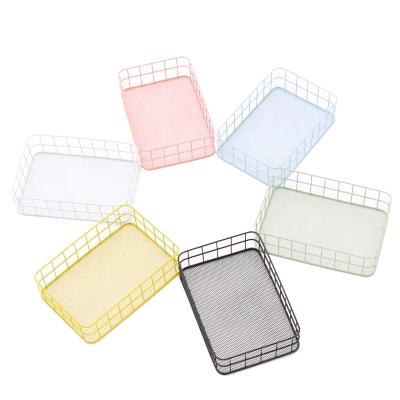 China Home Office Stackable Sundries Tray Cup Sturdy Mesh Container Viable For Desk Drawer Organizer Wire Basket Collection Tray for sale