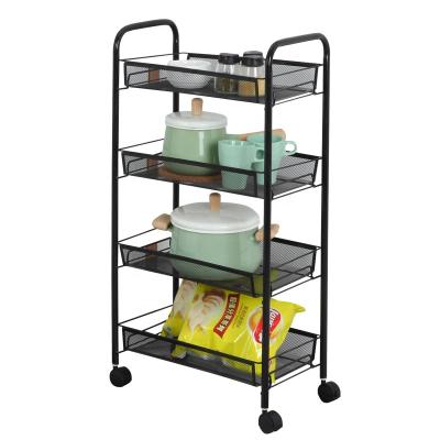 China Durable Storage End Table Side Table with 4 Wheel Utility Storage Cart Mobile 3 Tier Metal Rolling Cart Overhead Line Cart Rolling for sale