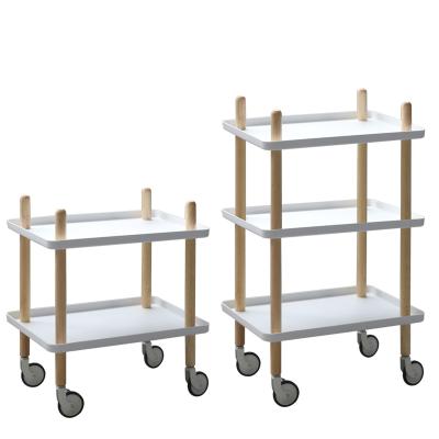 China Rolling Serving Kitchen Storage Cart Bedroom Storage Cart Serving Cart Durable Metal Desk 3 Tier Large Storage Lockable Wheels for sale