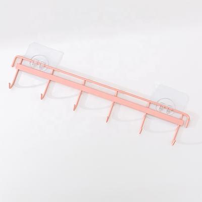 China Viable No Drilling 6 Wall Hooks Wire Door Hook Holder Iron Over Door Clothes Hang Decorative Metal Rack for sale