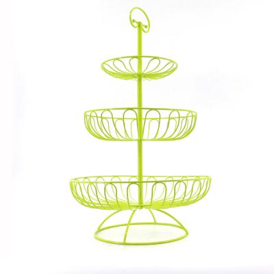 China Amazon Fruit Bowl Vegetable Snack Metal Wire Banana Hanger Basket Storage 3 Tier Sustainable Base Metal Fruit Basket For Counter for sale