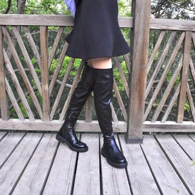 China Autumn Winter flat 2022 plus size thigh high ladies boots black sexy over the knee stretch fabric boots women long for sale