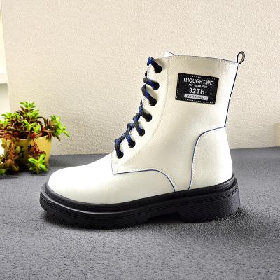 China Around 2022 Lace Up Over Ankle Platform Boots Winter Women PU Leather Boots Ladies Warm Fur Zipper Shoes OEM for sale