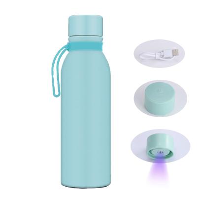 China Stainless Steel Sports Thermos Cup Self UV Light Water Bottle Viable Cleaning Ultraviolet Sterilization Water Bottle for sale