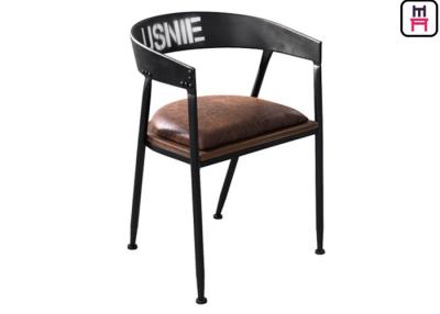 Chine Cuir et métal de grenier dinant des chaises, métal noir industriel dinant des chaises avec des bras à vendre