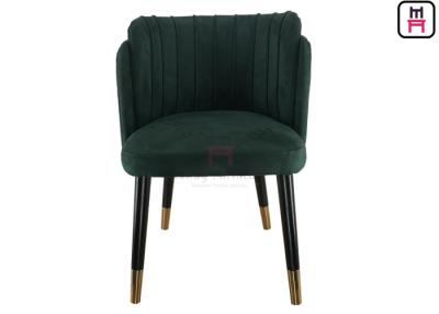 China Upholstered Shell Shape Green Color Velvet Wood Restaurant Chairs with copper crown feet for sale