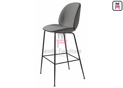 China Customized Restaurant Bar Stools , Gray Velvet Upholstered Bar Stools With Iron Legs for sale