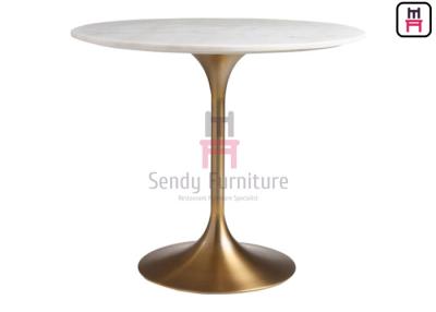 Chine Tableau d'or balayé de base de trompette de Tulip Base Marble Coffee Table à vendre