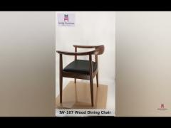 Over - Size Armrest Wood Restaurant Chairs With Leather Cushion / Wood Frame