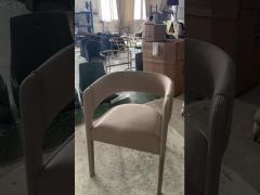 Open Back Wood Arm Chair Ash Wood Fully Upholstered Legs For Hotel Use