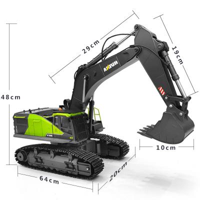 China Huina RC Model 1593 Excavator Alloy RC Truck Construction Vehicle Toys 2.4G 22CH 1/14 Scale Remote Control Toys for sale