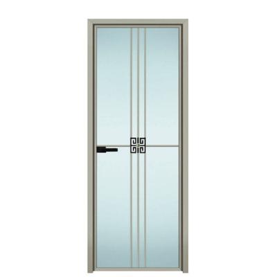 China Ready Made Minimalist Bathroom Sound Insulation Glass Plate Interior Doors Interior Doors Top Aluminum Curtain Rails With Glass Flower for sale