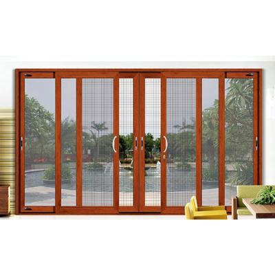 China Waterproof Luxury French Arch 3 Doors Balcony Hurricane Impact Sliding Aluminum Interior Stained Glass Door for sale