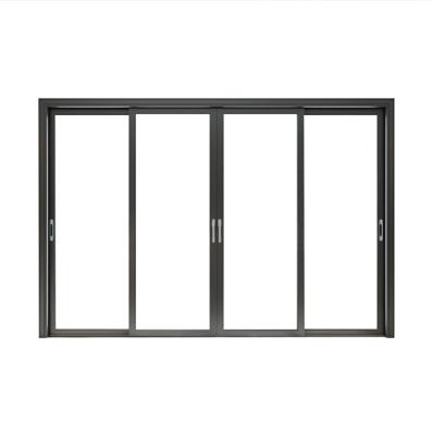 China GOST Waterproof Minimalist Supermarket Hyundai Aluminum Overlap Double Dining Porch Front Shatterproof Sliding Glass Door 120x180 UAE for sale