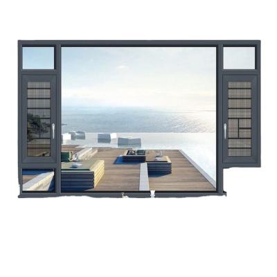 China Exterior Opening Folding Screen Dark Gray Color Swing Out Pvc Upvc Casement Windows With Double Glass For House for sale