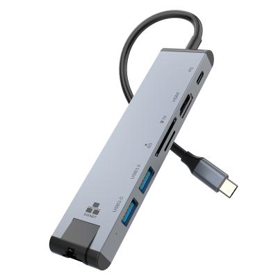 China Type C Hub, 7-in-1 Fashionalbe Type C Hub with RJ45, U USB 3.0 Ports, TF/SD Card Card for sale