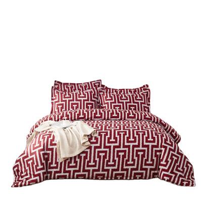 China Hotel Quality Ultra Soft Anti-pilling Comforter Cover Set Printed Brushed Microfiber Duvet Cover Set Burgundy for sale