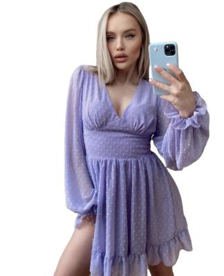 China 2021 autumn fashion anti-static suit plus size women's V-neck solid color cotton dress for sale