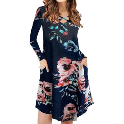 China Customization Chiffon Dress Anti-Static Treatable Women Long Sheath Floral Dress 2021 for sale