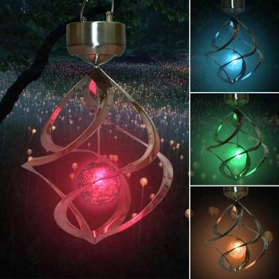 China LANDSCAPE Solar Wind Rings Outdoor Waterproof Hanging Lights Color Changing Spiral LED Spinner Lamp Art Decor Lighting For Garden for sale