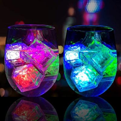 China Drinks Club Bar Party Wedding Holiday Decoration Novelty LED Glow Ice Cubes Color Changing Cup Light Without Switch Flash Lamps Wedding Party Decoration for sale