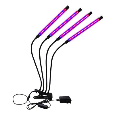 China Seed Starting Cusomik Four Heads Tube 40W Clip Grow Light 450nm 630nm Sync And Dimming Table Plant Lamps For Indoor for sale