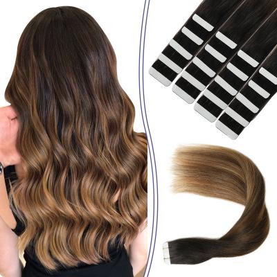 China Wholesale High Quality Stock Virgin Silky Straight Big Double Wave Drawn Tape In Hair for sale