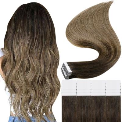 China Silky Straight Wave Tape In Indian Hair Extensions Double Drawn Hair High Quality for sale