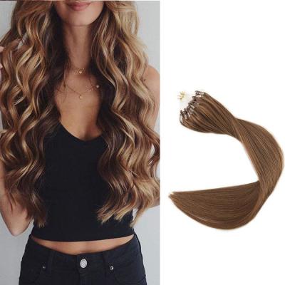 China Very Soft Silky Straight Double Wave Straight Virgin Brazilian Hair Micro Loop Pulled Hair Extension for sale