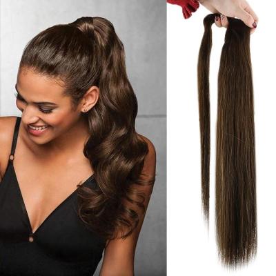 China Wholesale Silky Straight Wave Top Selling Products To Double Hair 100% Raw Pulled Hair Ponytail Extension Hair for sale