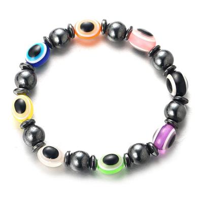 China 2021 new FASHIONABLE high quality blue red pink evil eyes beads demon string bracelet bracelets magnetic resin evil eye for sale