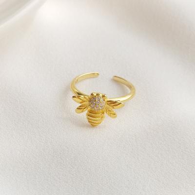 China FASHIONABLE Hot Sale Cute 18k Gold Plated 925 Sterling Silver Animal Bee Open Rings For Women for sale