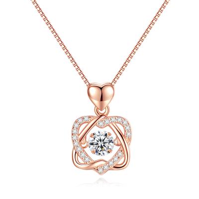 China Nickel Free Lead Free 2022 Silver s925 Rose Gold Plated Valentine's Day Jewelry Clavicle Chain Pendant Valentines Day Jewelry Set Gift for sale