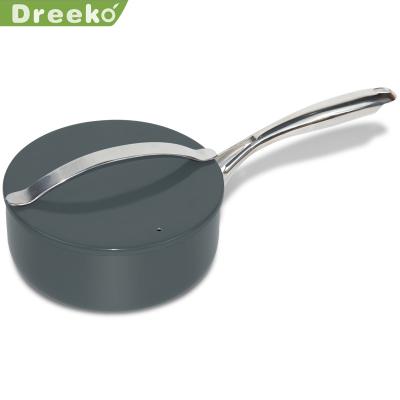 China Sustainable Pressed Aluminum Nonstick Sauce Pan With Lid Kitchen Aluminum Milk Pan for sale