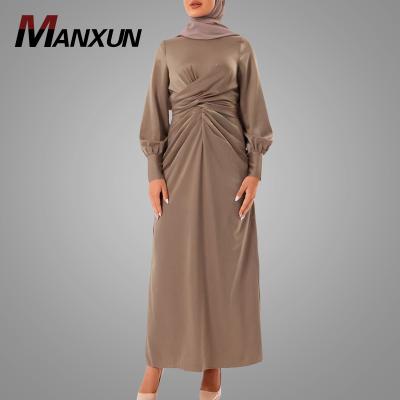 China High Quality Dubai Abaya Full Length Moroccan Dress Abaya Ladies Dress Islamic Long Sleeve Elegant Islamic Fashionable Satin A-line for sale