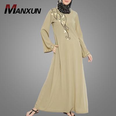 China Women Ladies Islamic Clothing Muslim Loose Dress Elegant Long Sleeve Embroidered Moroccan Dress Dubai Abaya Islamic Clothing for sale